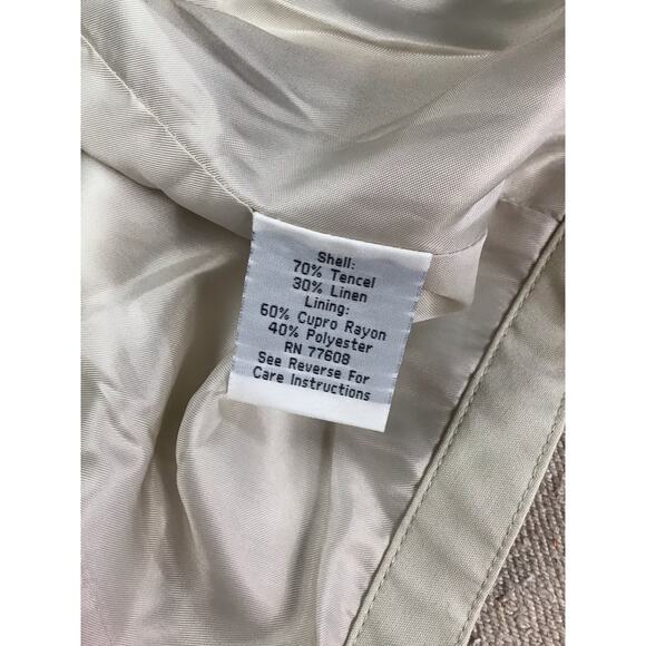 J Peterman Women Classic Tie front Blazer Sz.Lrg  Cream EUC Classic Career Wear - Picture 7 of 9